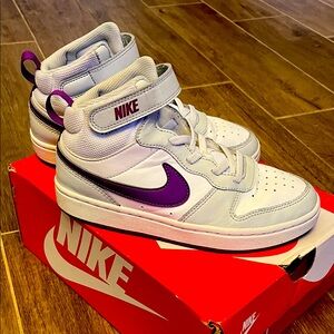 Nike White and Purple Kids' Sneakers